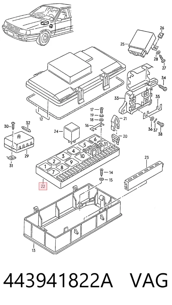Unidade de dispositivos de segurança Audi 100 C3