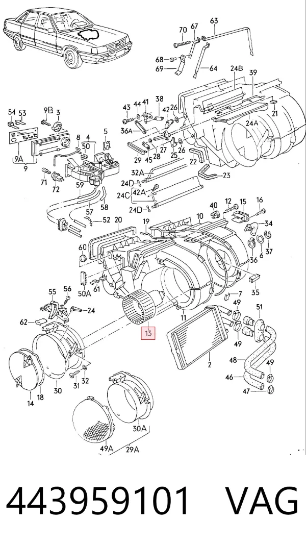 Motor de ventilador de forno (de aquecedor de salão) 443959101 VAG