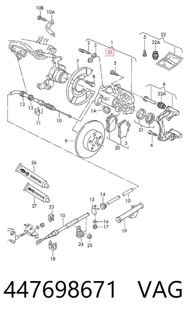 Kit de reparação de suporte do freio traseiro 447698671 VAG