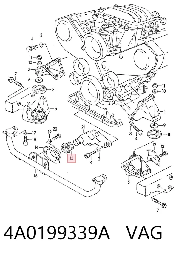 Coxim (suporte) dianteiro de motor 4A0199339A VAG