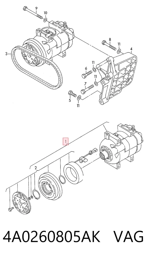 Compressor de aparelho de ar condicionado 4A0260805AK VAG