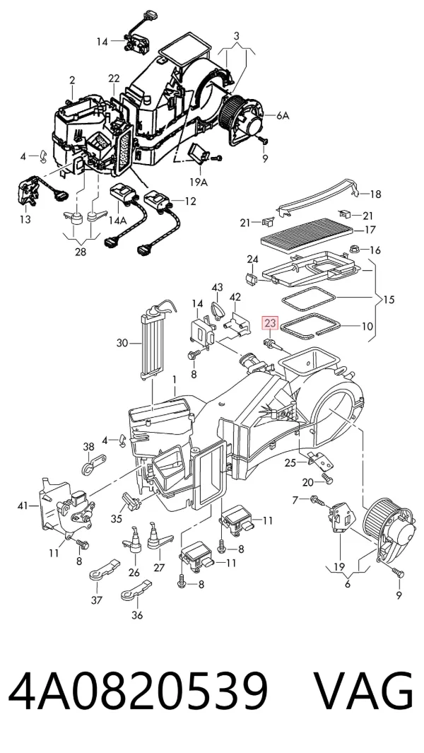 Sensor de temperatura de ar no salão 4A0820539 VAG