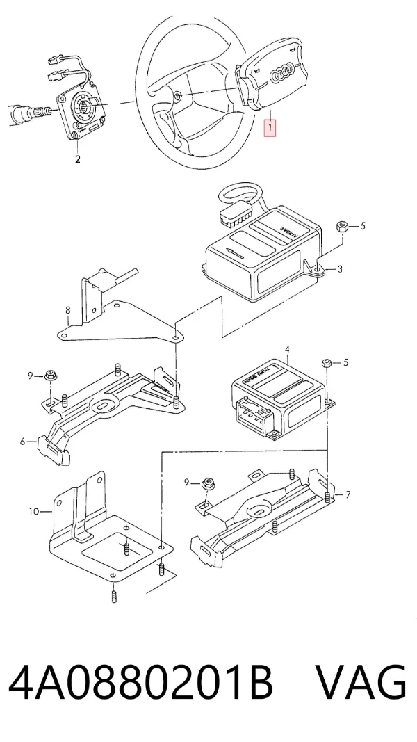 Cinto de segurança (AIRBAG) de condutor 4A0880201B VAG