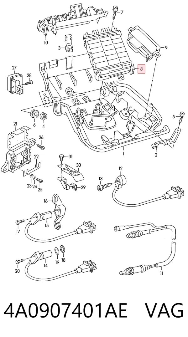 Módulo de direção (Centralina eletrônica) de motor 4A0907401AE VAG