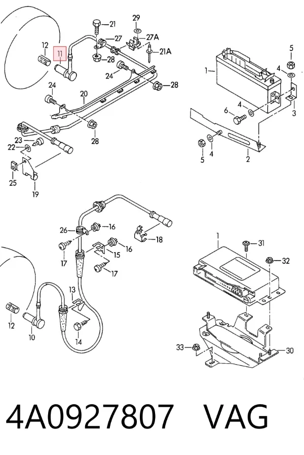Sensor ABS traseiro 4A0927807 VAG