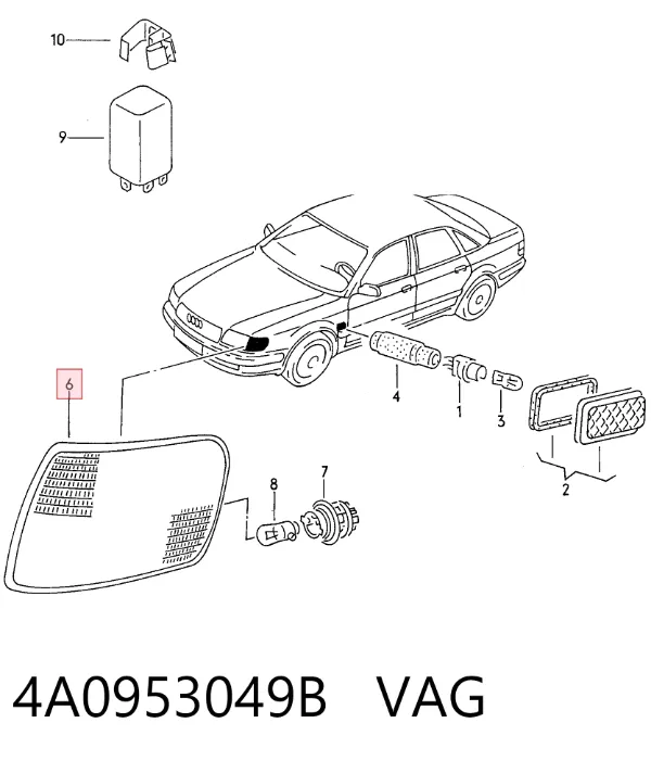 Pisca-pisca esquerdo 4A0953049B VAG