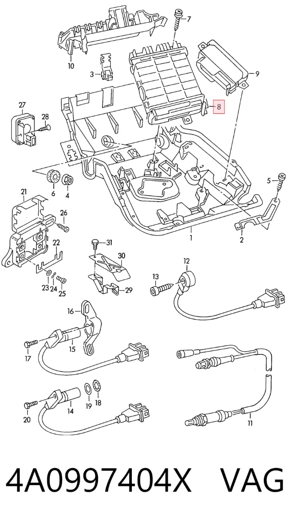 Módulo de direção (Centralina eletrônica) de motor 4A0997404X VAG