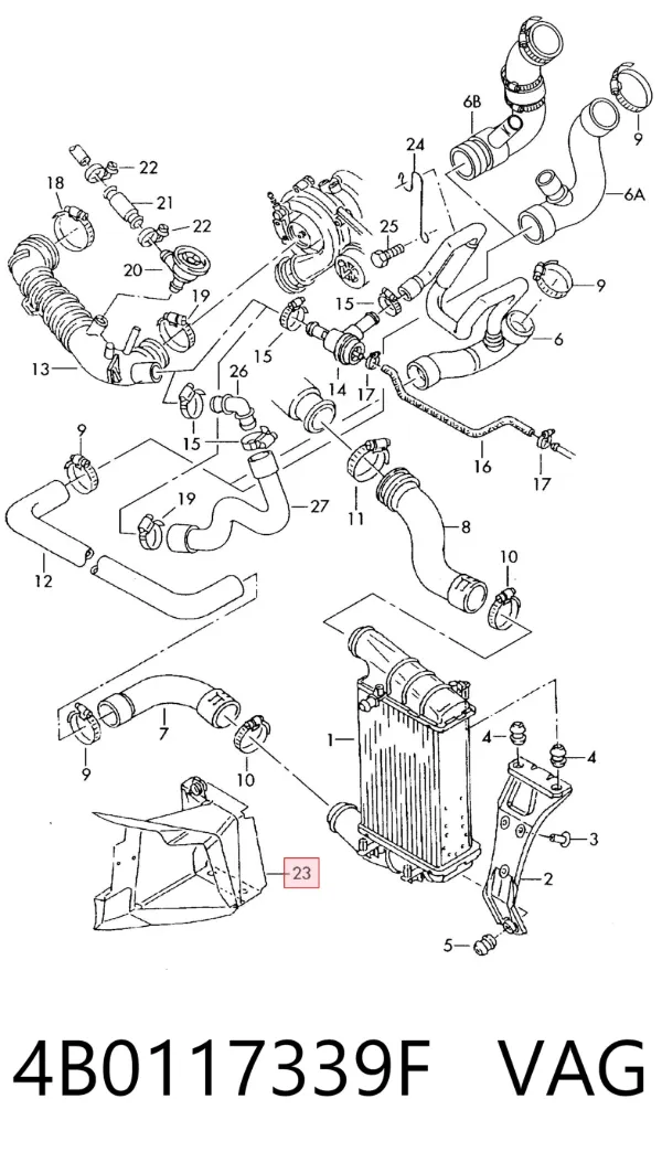 Difusor de intercooler 4B0117339F VAG