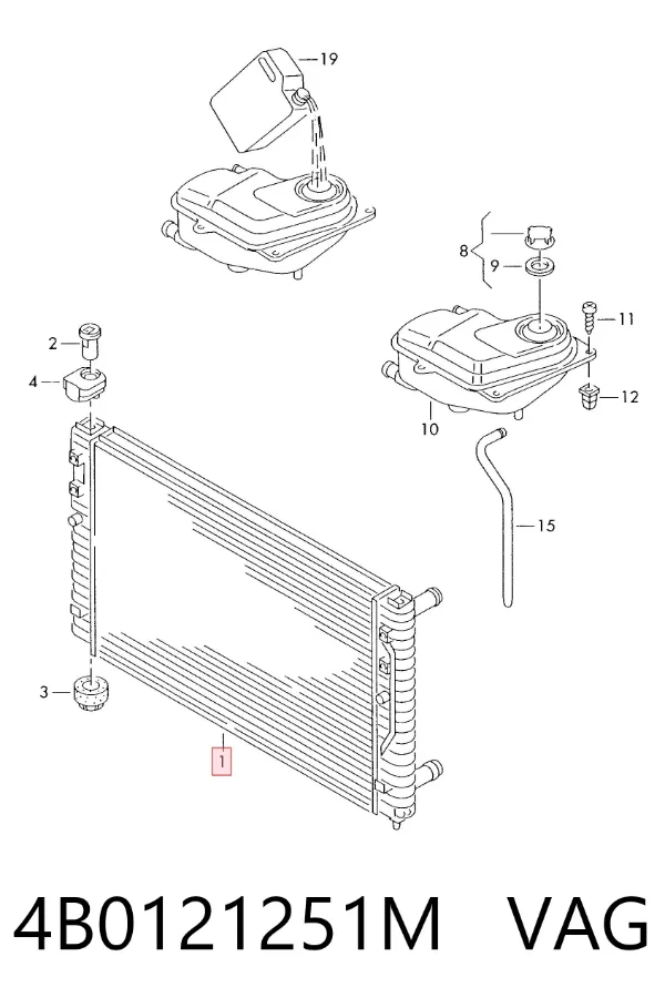 Radiador de esfriamento de motor 4B0121251M VAG