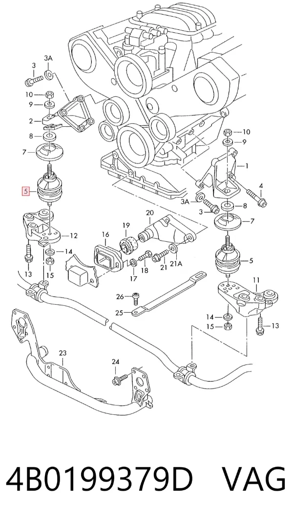 Coxim (suporte) esquerdo/direito de motor 4B0199379D VAG
