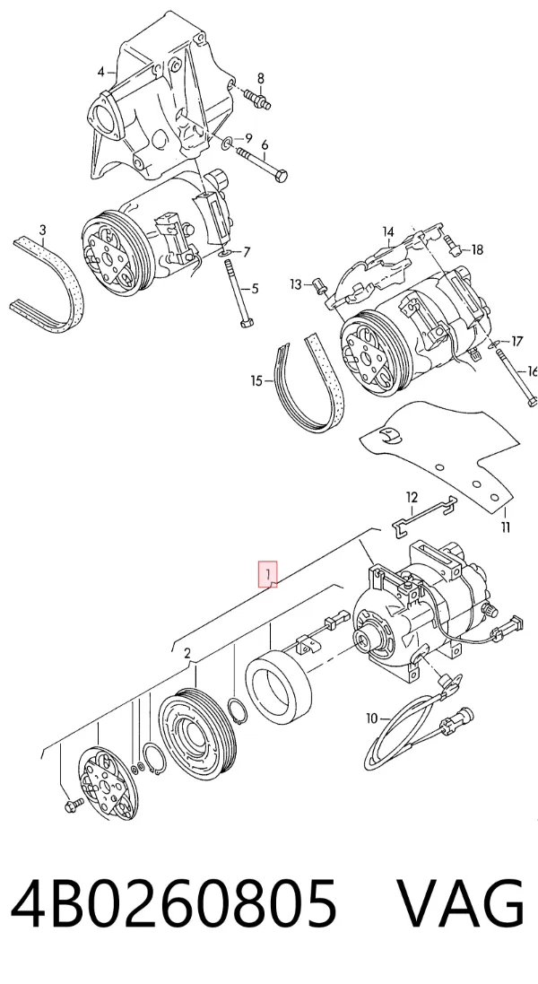 Compressor de aparelho de ar condicionado 4B0260805 VAG