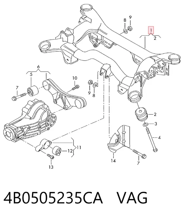 Viga de suspensão traseira (plataforma veicular) 4B0505235CA VAG