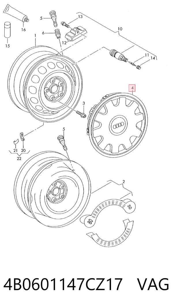 Coberta de disco de roda 4B0601147CZ17 VAG