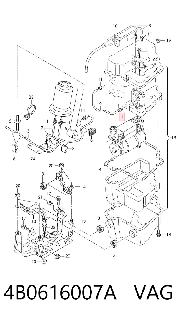 Compressor de bombeio pneumático (de amortecedores) 4B0616007A VAG