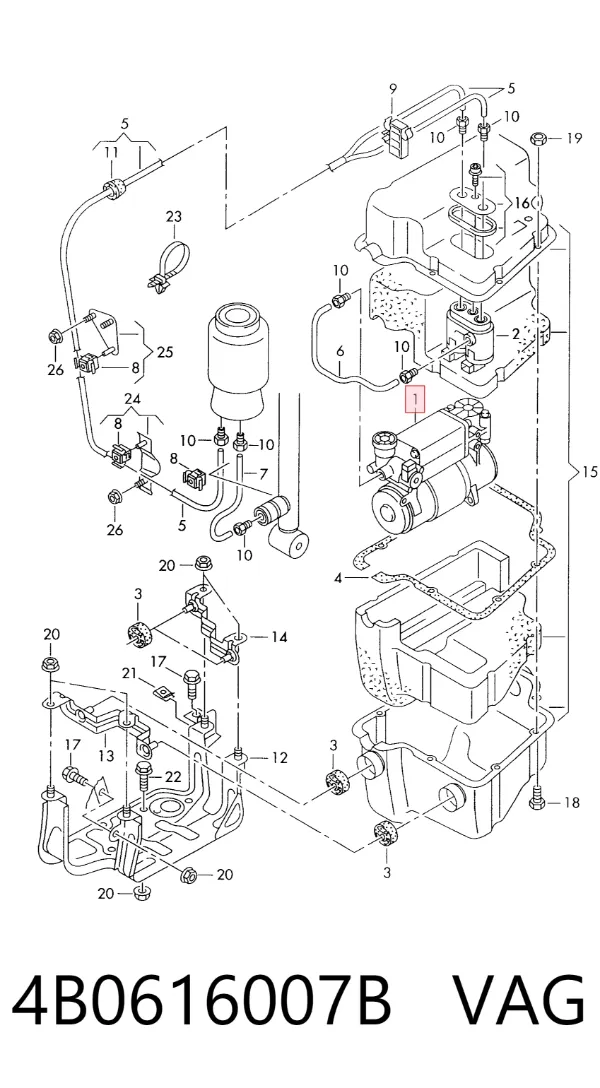 Compressor de bombeio pneumático (de amortecedores) 4B0616007B VAG