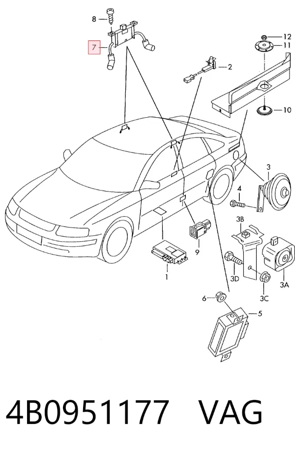 Sensor de movimento no interior 4B0951177 VAG