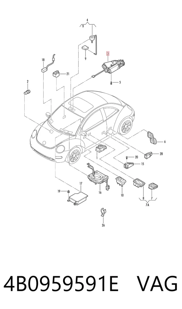Motor de acionamento de alcapão 4B0959591E VAG