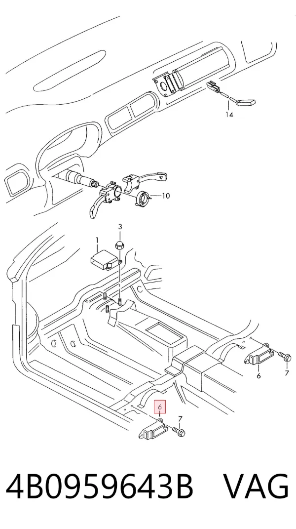 Sensor de aceleração transversal (ESP) 4B0959643B VAG