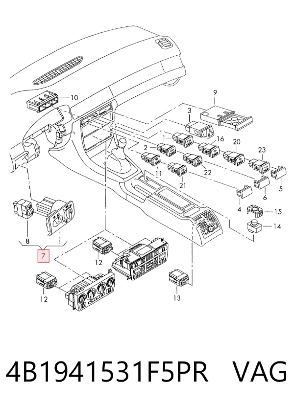 Comutador das luzes no "painel de instrumentos" 4B1941531F5PR VAG