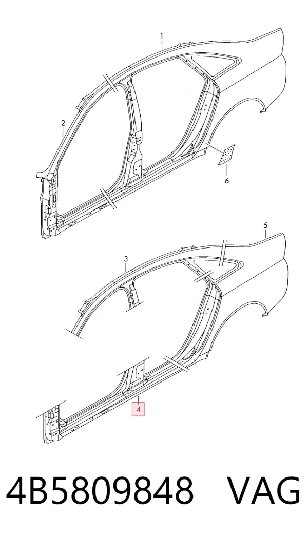 Acesso externo direito 4B5809848 VAG