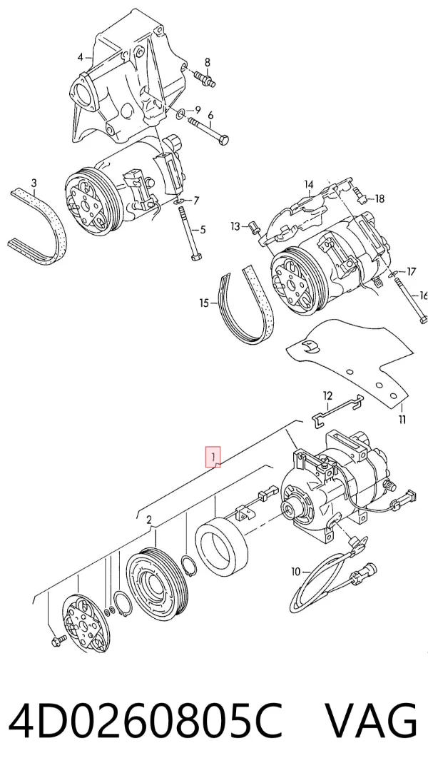 Compressor de aparelho de ar condicionado 4D0260805C VAG