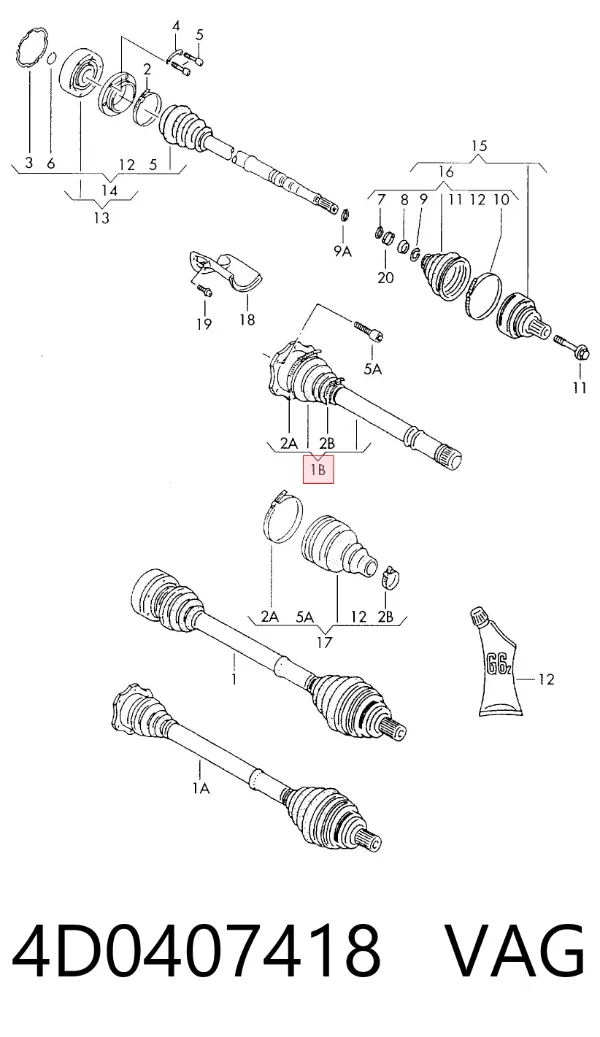 Junta homocinética interna dianteira direita 4D0407418 VAG