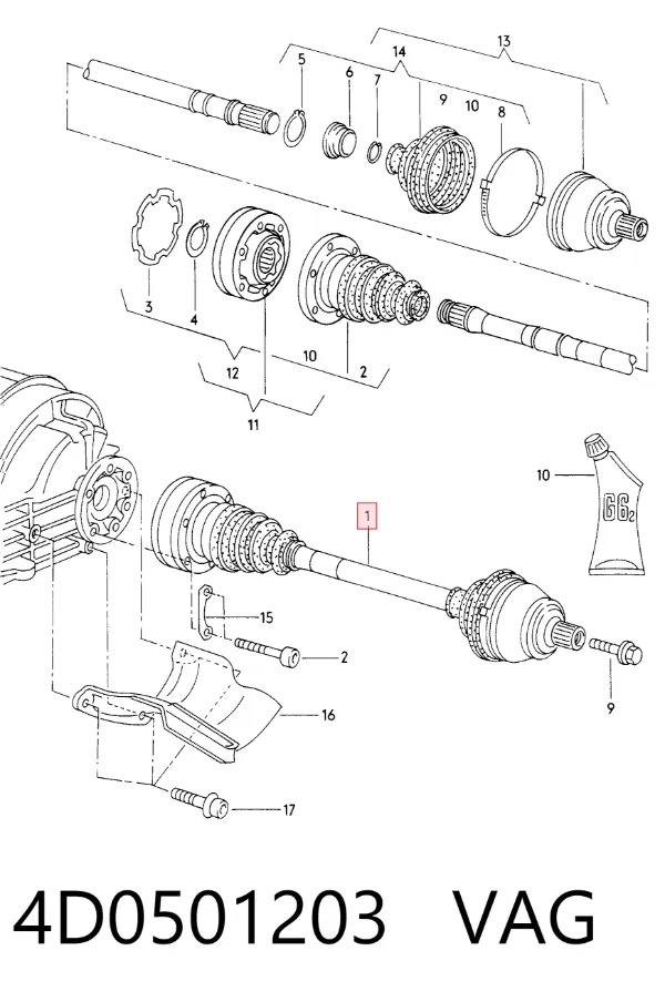 Semieixo traseiro Audi A8 D2