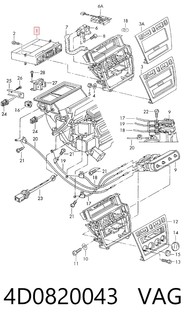 Unidade de controlo dos modos de aquecimento/condicionamento Audi A8 D2