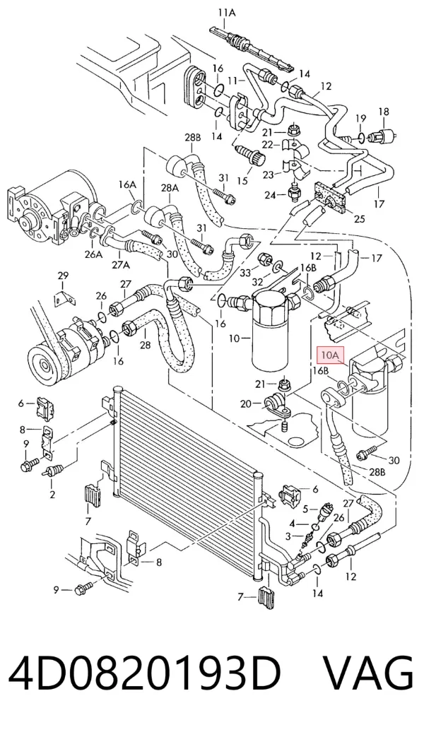 Tanque de recepção do secador de aparelho de ar condicionado 4D0820193D VAG