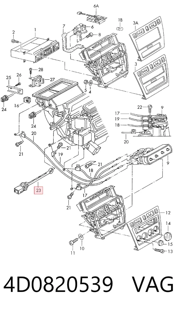 Sensor de temperatura de ar no salão 4D0820539 VAG