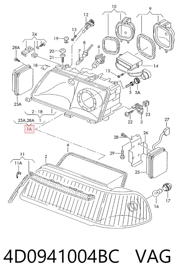 Luz direita Audi A8 D2