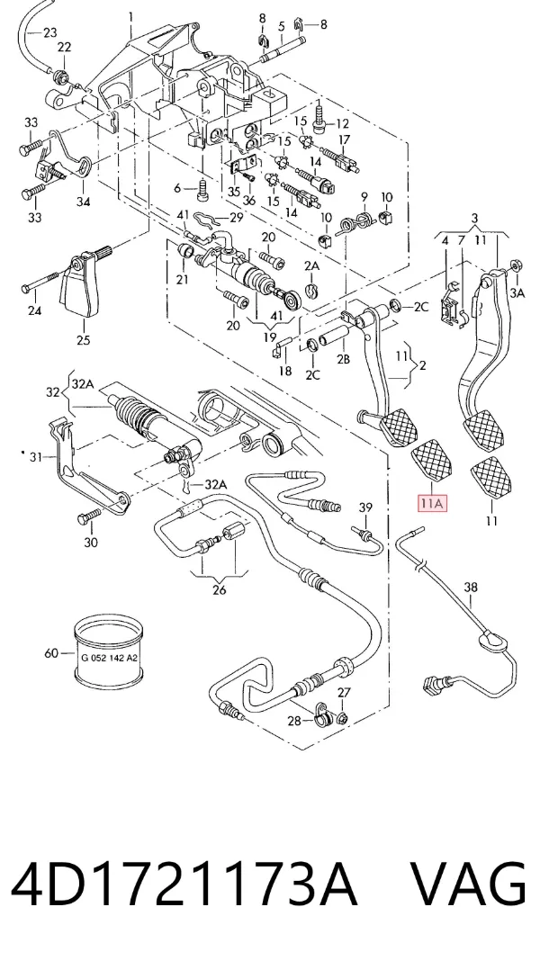 Placa sobreposta de pedal de embraiagem 4D1721173A VAG