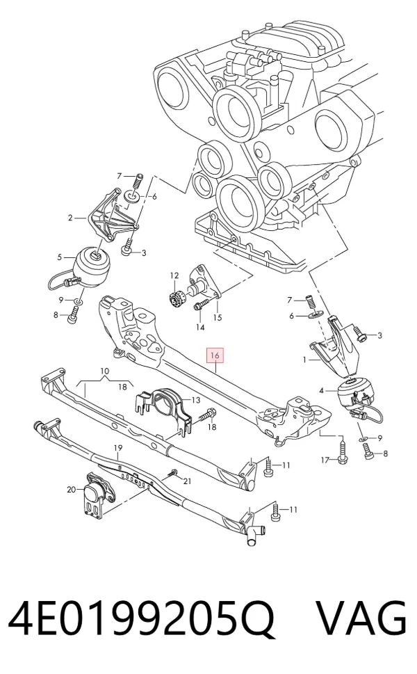 Viga de fixação de motor 4E0199205Q VAG