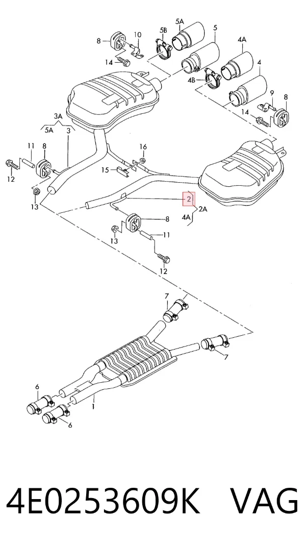Silenciador, parte traseira Audi A8 D3
