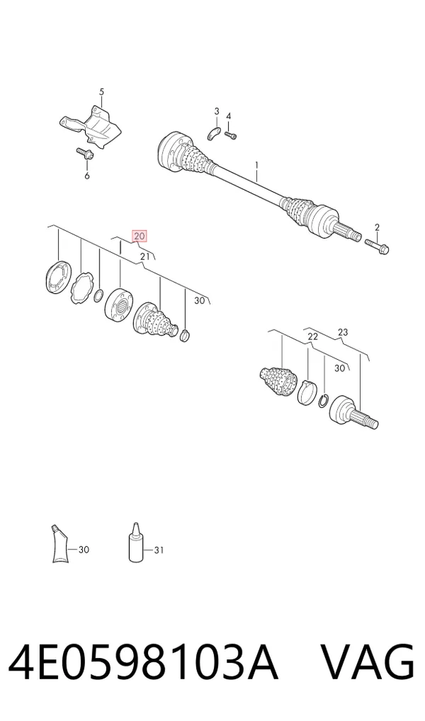 Junta homocinética interna traseira 4E0598103A VAG
