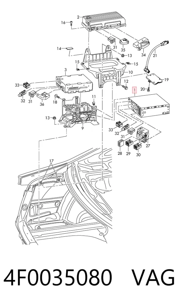 Aparelhagem de som (rádio AM/FM) 4F0035080 VAG