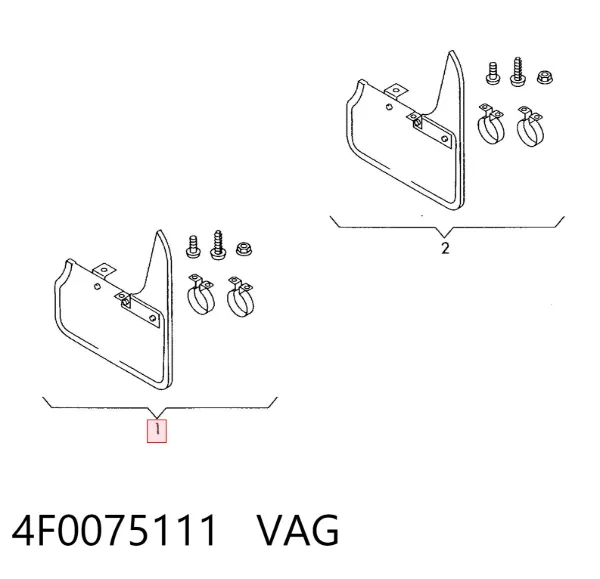 Protetores de lama dianteiros, kit 4F0075111 VAG