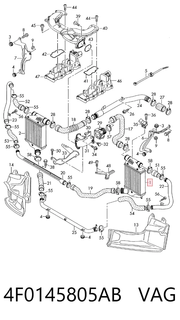 Radiador de intercooler 4F0145805AB VAG
