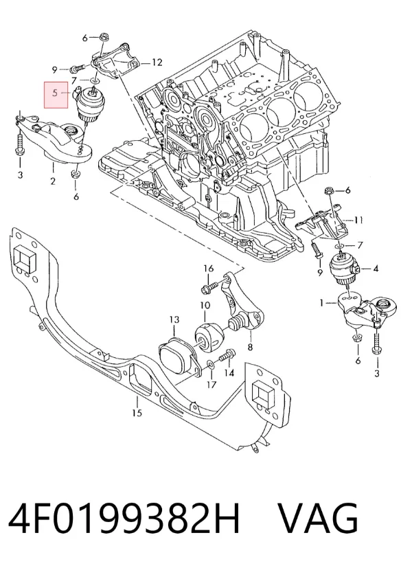 Coxim (suporte) direito de motor 4F0199382H VAG