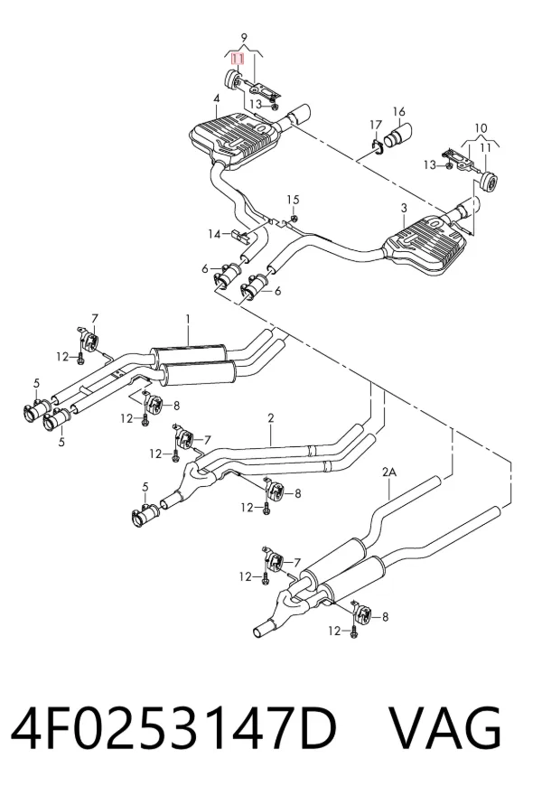 Coxim de fixação do silenciador 4F0253147D VAG