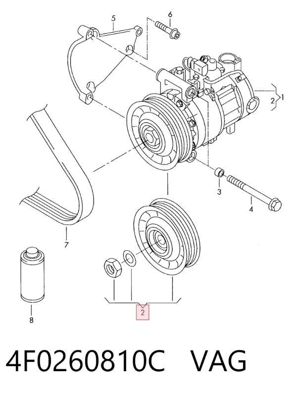Polia do compressor de aparelho de ar condicionado 4F0260810C VAG