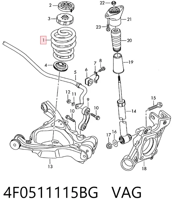 Mola traseira 4F0511115BG VAG