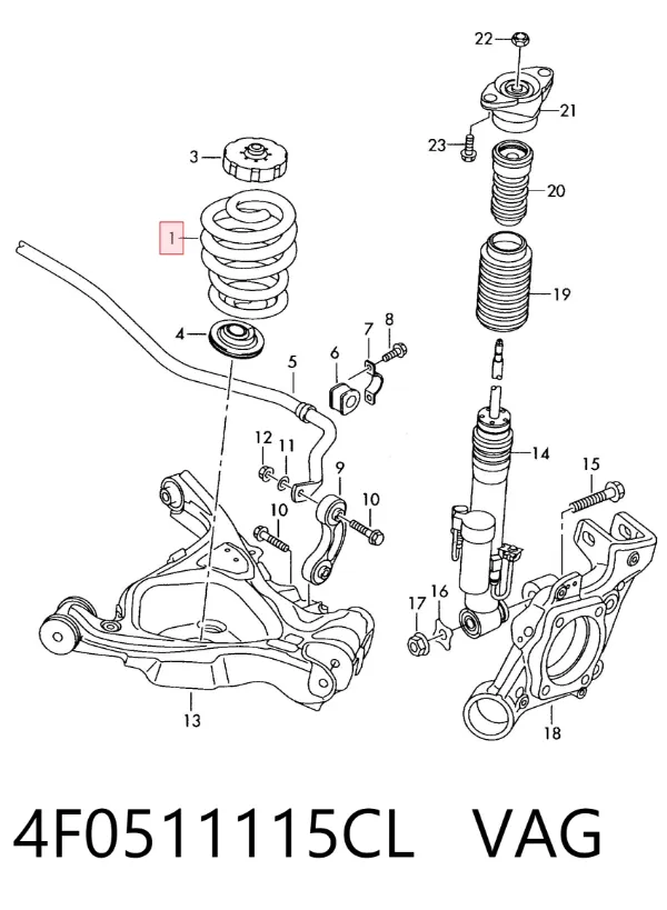 Mola traseira 4F0511115CL VAG