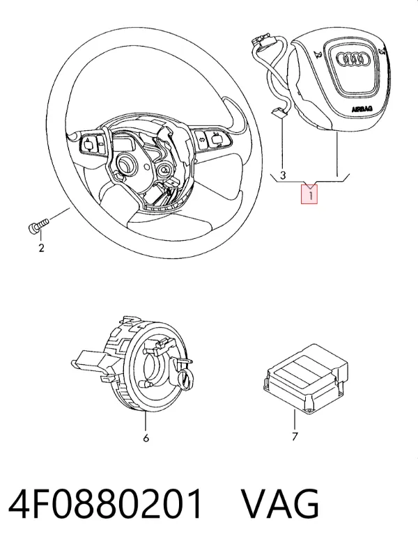 Cinto de segurança (AIRBAG) de condutor 4F0880201 VAG