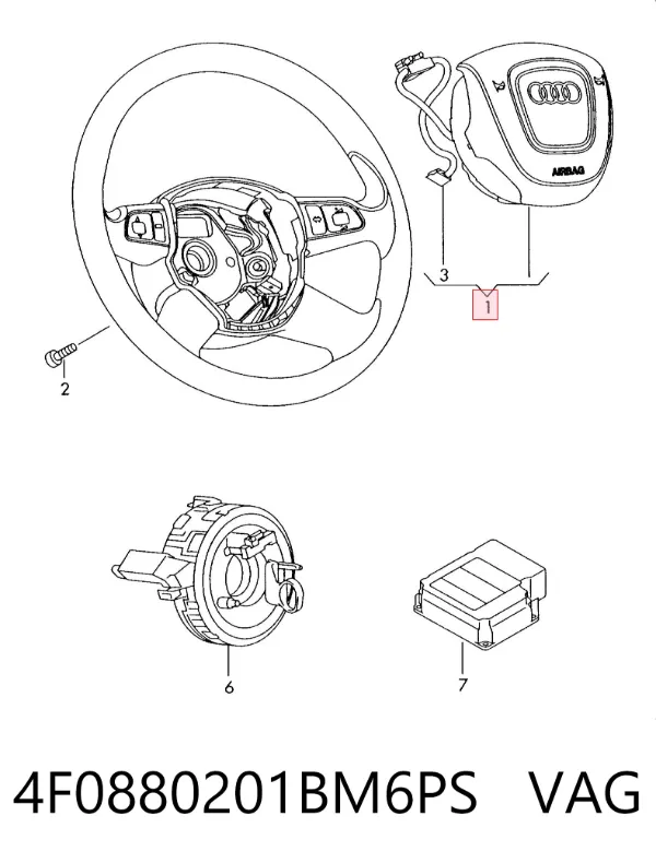 Cinto de segurança (AIRBAG) de condutor 4F0880201BM6PS VAG