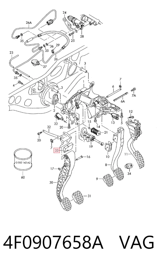 Sensor de posição de pedal de embraiagem 4F0907658A VAG