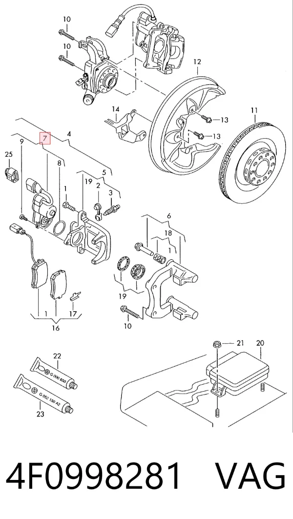 Motor de acionamento do freio de suporte traseiro 4F0998281 VAG
