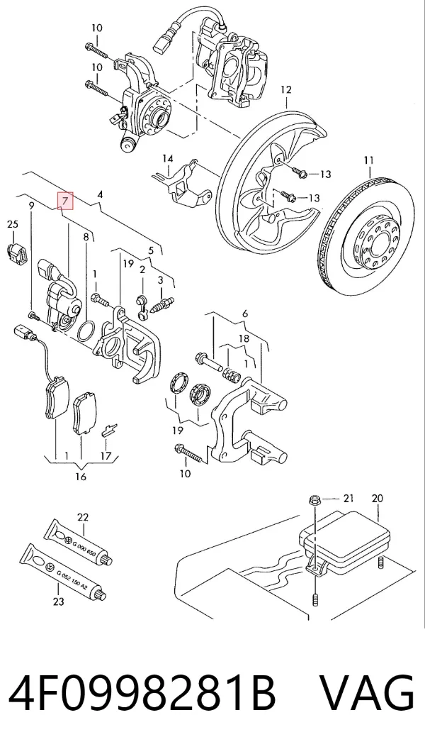 Motor de acionamento do freio de suporte traseiro 4F0998281B VAG