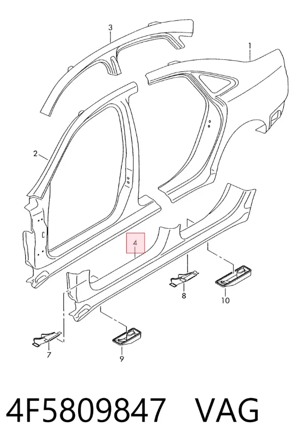 Acesso externo esquerdo 4F5809847 VAG