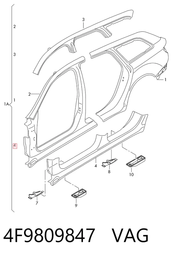 Acesso externo esquerdo 4F9809847 VAG